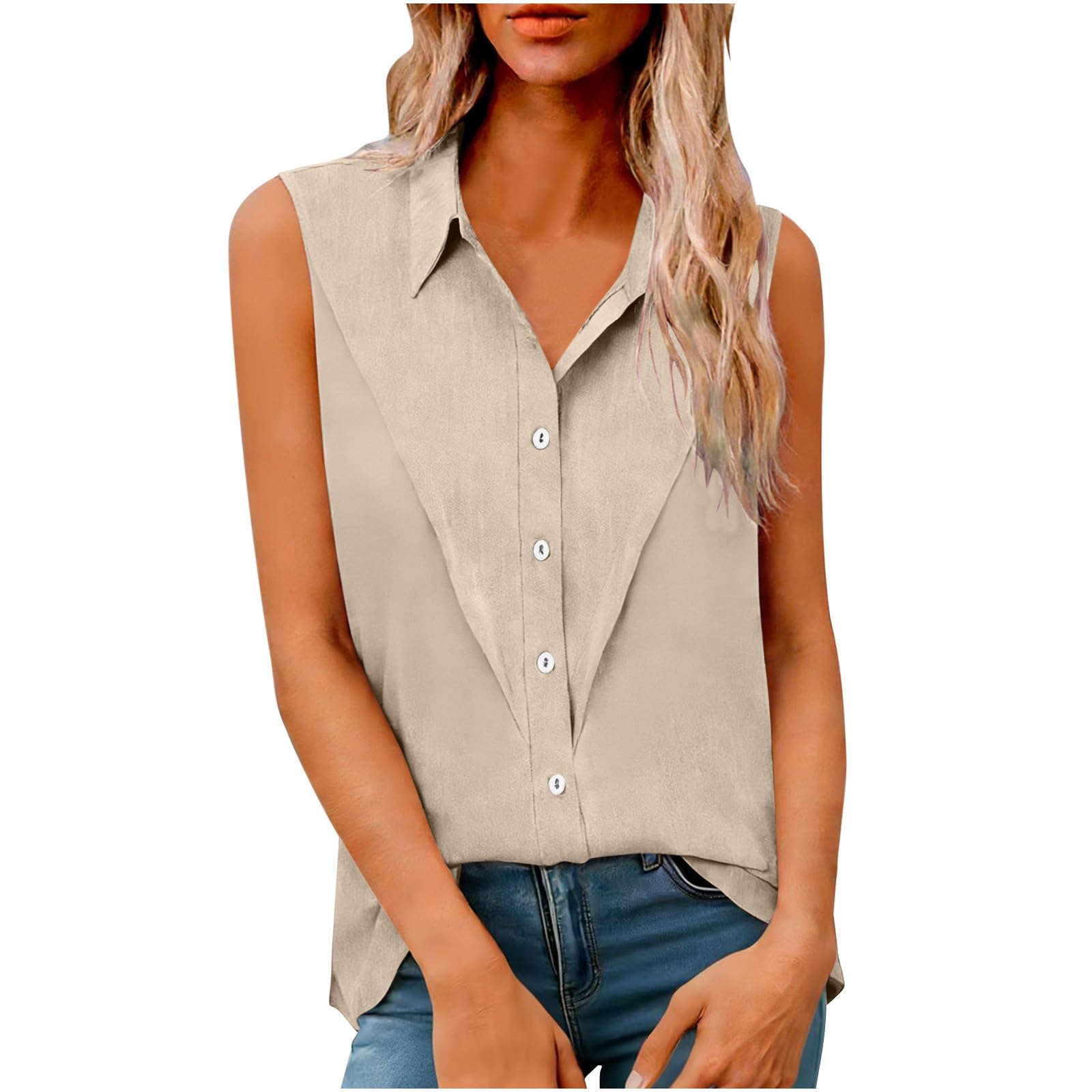 Damen Tank Top,Sommer T Shirt Ärmellos Baumwolle Leinen Tanktops V-Ausschnitt Shirts Basic Oberteile Locker Geschnitten Blusentop Lässige Boho Leinenbluse Damen Große Größen Tunika Top