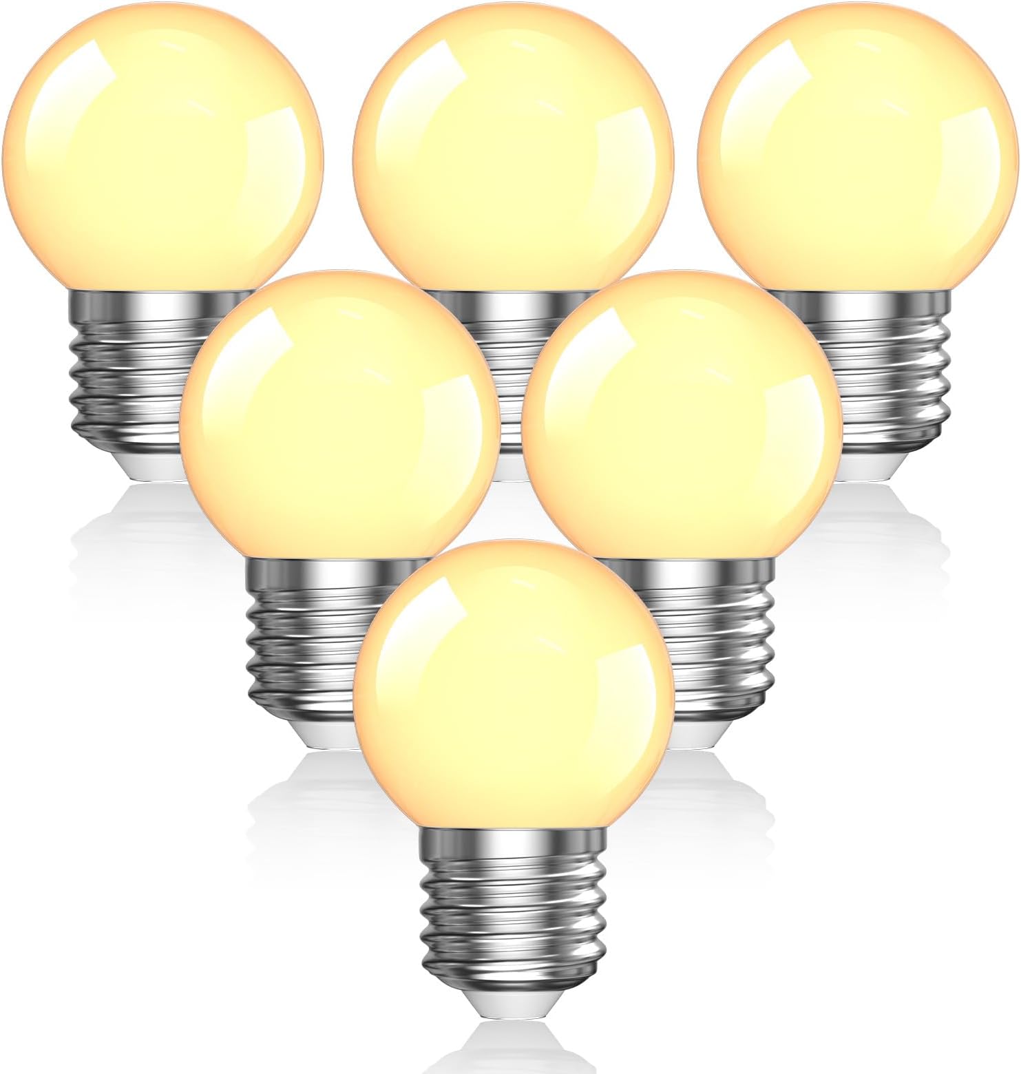 G45 E27 LED Light Bulb 3W (25W Incandescent Equivalent) Energy Saving Edison Screw G45 Golf Ball Bulb, Warm White 3000K Round Mini Globe Frosted Bulb, AC110-230V (Non-Dimmable, 6 Packs)