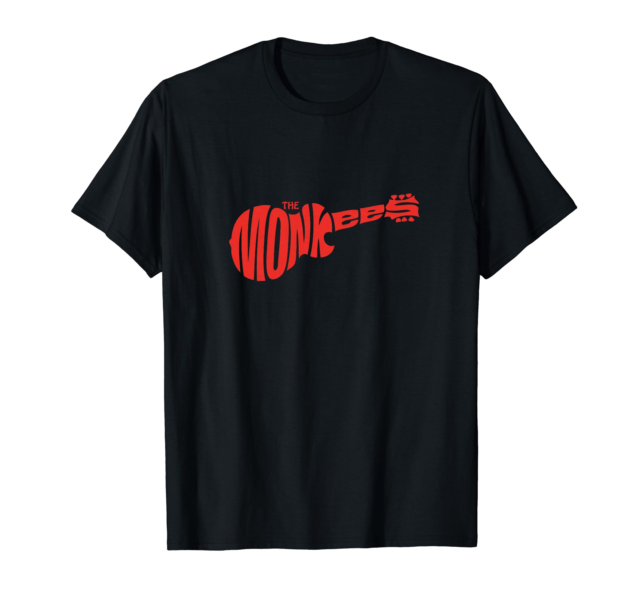 The MonkeesClassic Red Guitar Logo Black T-ShirtOEKO-TEX STANDARD 100