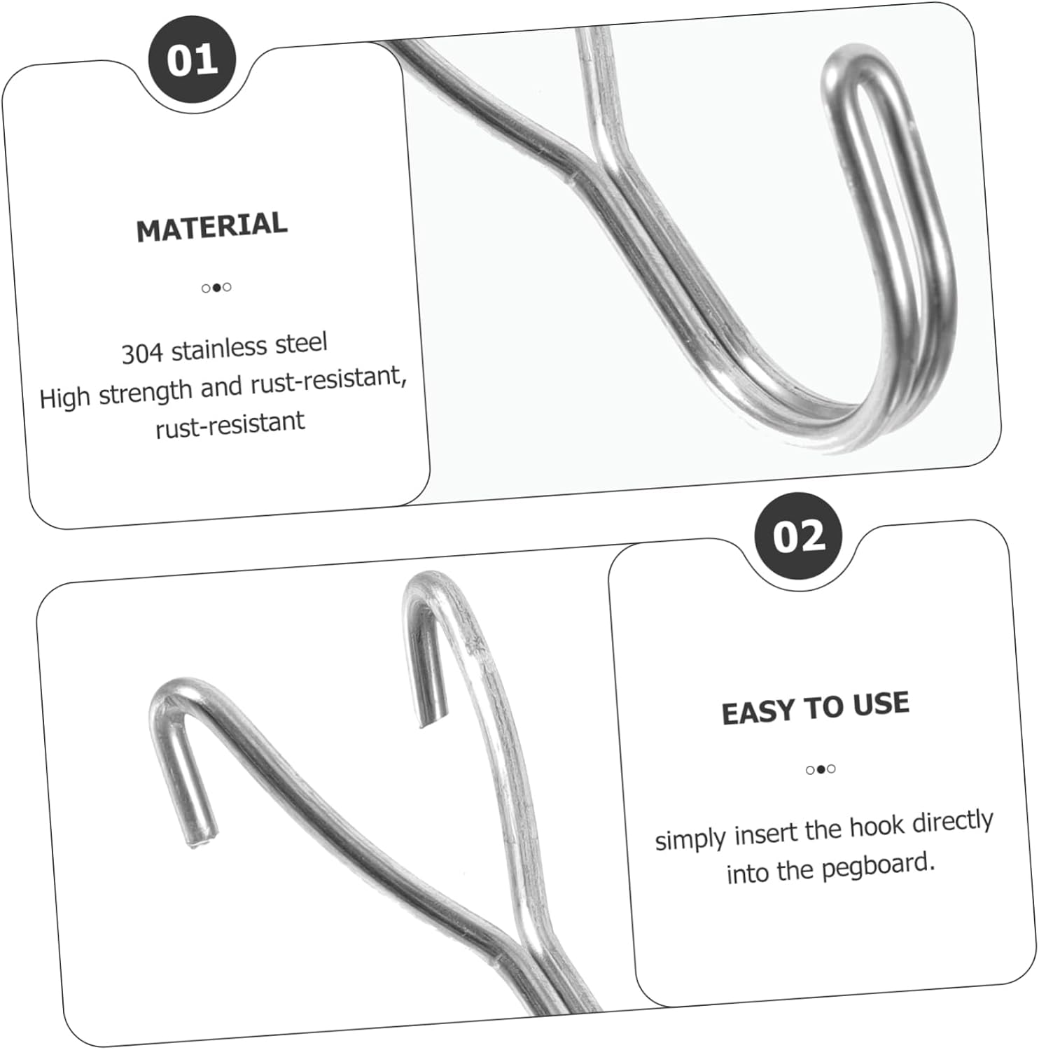Ciieeo 20 Pack White Metal Pegboard Hooks 2.5cm Hole Distance Heavy Duty Key Hangers for Garage Organizer Hooks