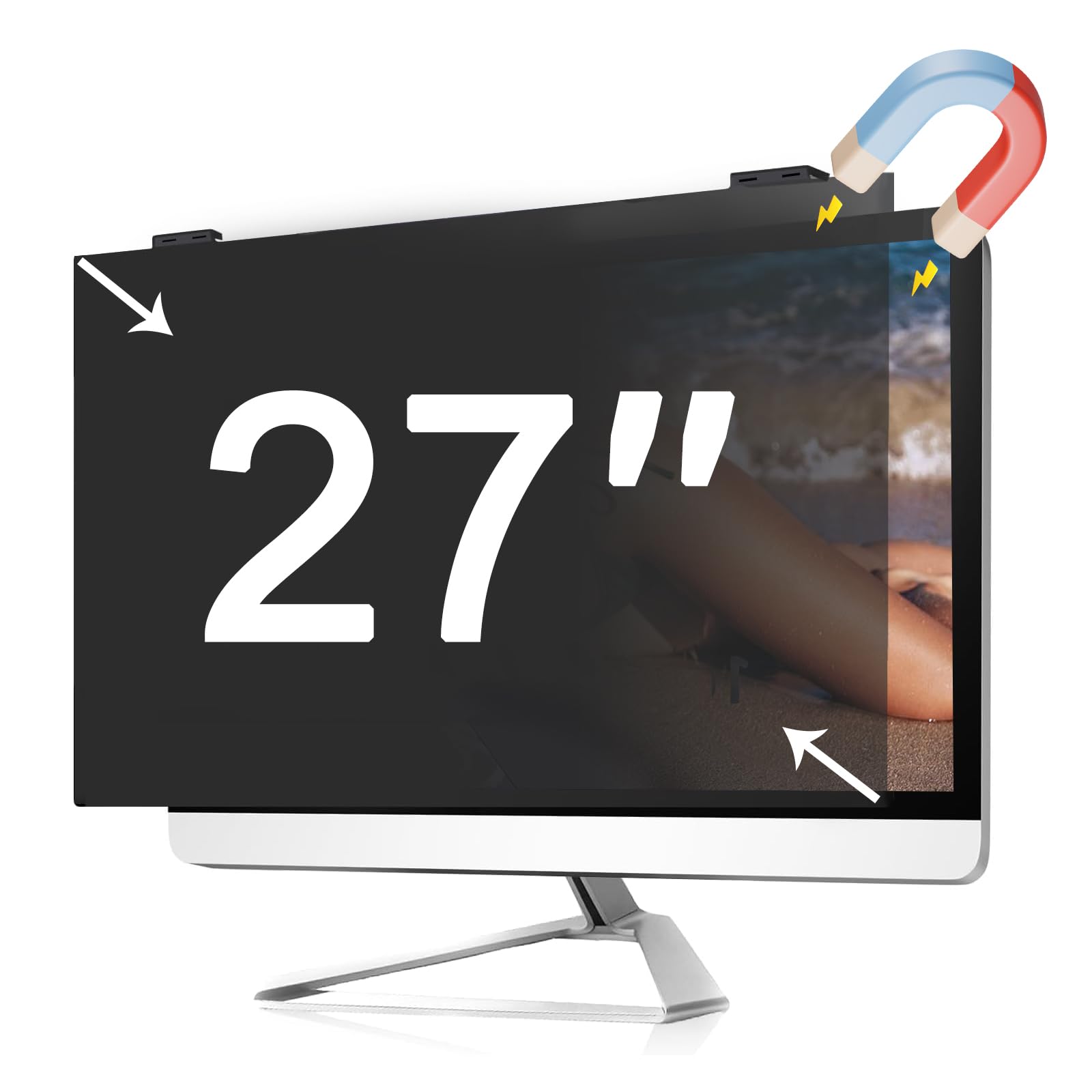 Filtro de Pantalla de privacidad magnético para computadora de 27/32 Pulgadas, con claridad 4K HD, protección Ocular extraíble Protector de Pantalla de computadora con luz antideslumbrante,32in