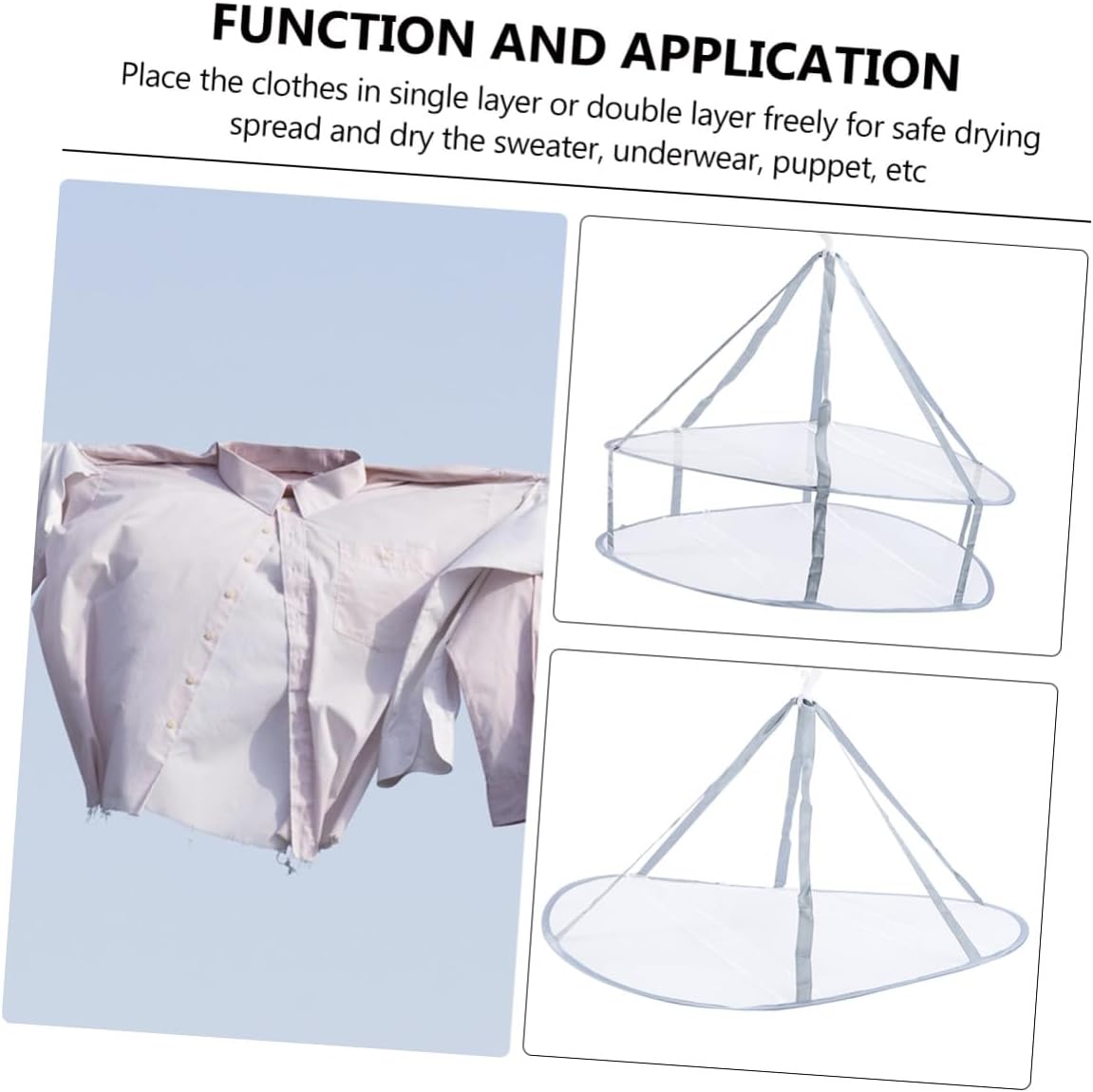 3pcs Hanging Clothes Drying Basket Set, Single to Triple Layer Clothes Tuck Net, Iron Hanging Rack for Socks and Sweaters, Household Laundry Organizer for Balcony and Indoor Use