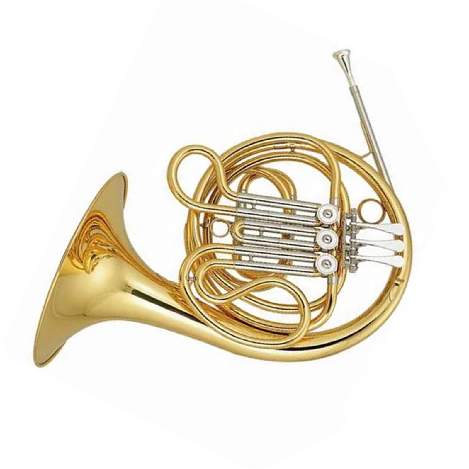 Corno francese Strumento musicale in corno francese con chiave in Mib/Fa laccato oro