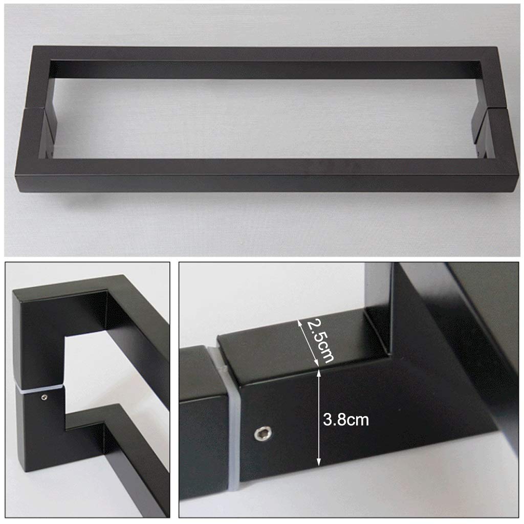 Tirador Puerta Deslizamiento manijas de puertas, la puerta de granero Tirador Juego hardware con tornillos manija interna/externa barra de doble cara trabajo pesado for Patio Cocina Baño Ducha - Negro