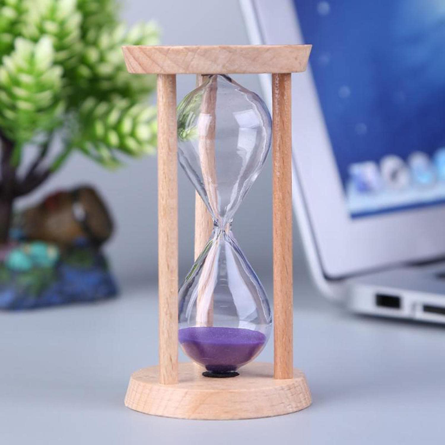 Sand Timer,Sandglass, 5 minut drewniana kwadratowa rama klepsydra klepsydra piasek zegar zegar 4 kolory świetny prezent dom/kawiarnia/biuro wystrój(Green)