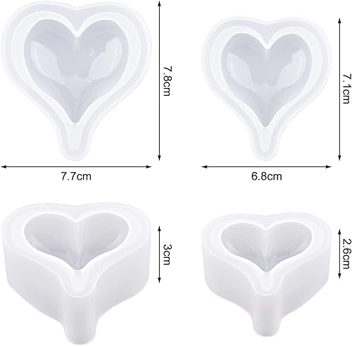 Miniatura 2 de WANDIC 3 moldes de resina epoxi de corazón de amor, moldes de silicona hechos a mano para manualidades, decoración de fondant y fabricación de