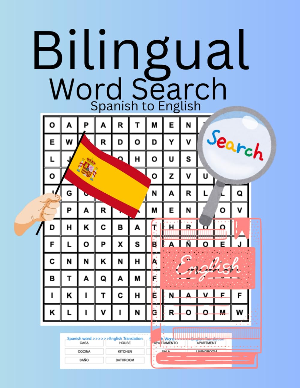 Bilingual Word Search Spanish to English.: Build Spanish and English language skills through interactive puzzles designed for effective learning.