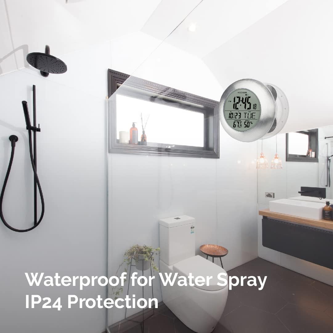 KADAMS Shower Wall Clock Bundle with Waterproof Timer Clock