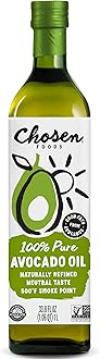 Chosen Foods 100% Pure Avocado Oil, 1L, Non-GMO, for High Heat Cooking, Frying, Baking, Homemade Sauces, Dressings and Marinades