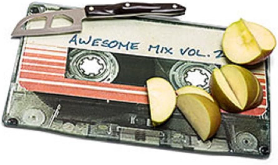 Cutting Board Glass with non stick rubber feet looks like cassette tape