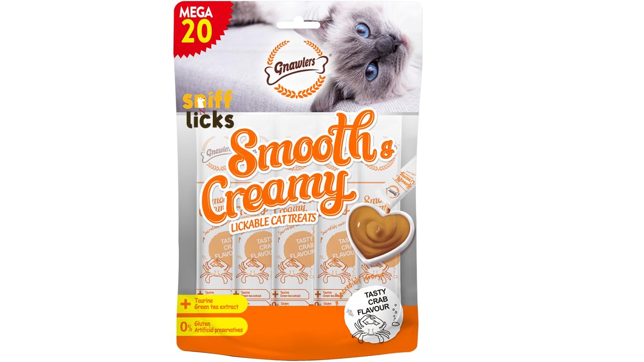 Gnawlers Lickable Wet Creamy Cat Treats with Tasty Crab Flavour for Adult & Senior Cats, Healthy Cat Treat (Pack of 1x300g). Sold by Sniff N Licks (B0CST1FGP1) Amazon Price History, Amazon Price Tracker