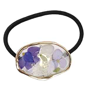 レジン ヘアゴム ロマンチックカラー ピンク スノーポール ドライフラワー 楕円 レジン ヘアゴム ロマンチックカラー ピンク スノーポール