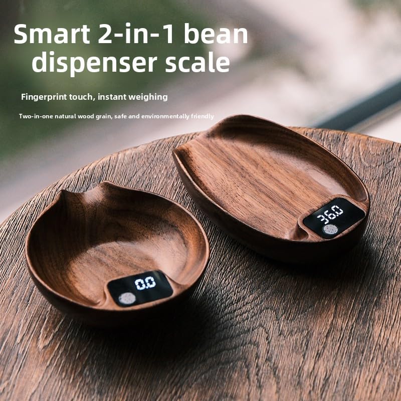Walnut Coffee Scale, 2-in-1 Dosing Tray Espresso Coffee Weighing Scale
