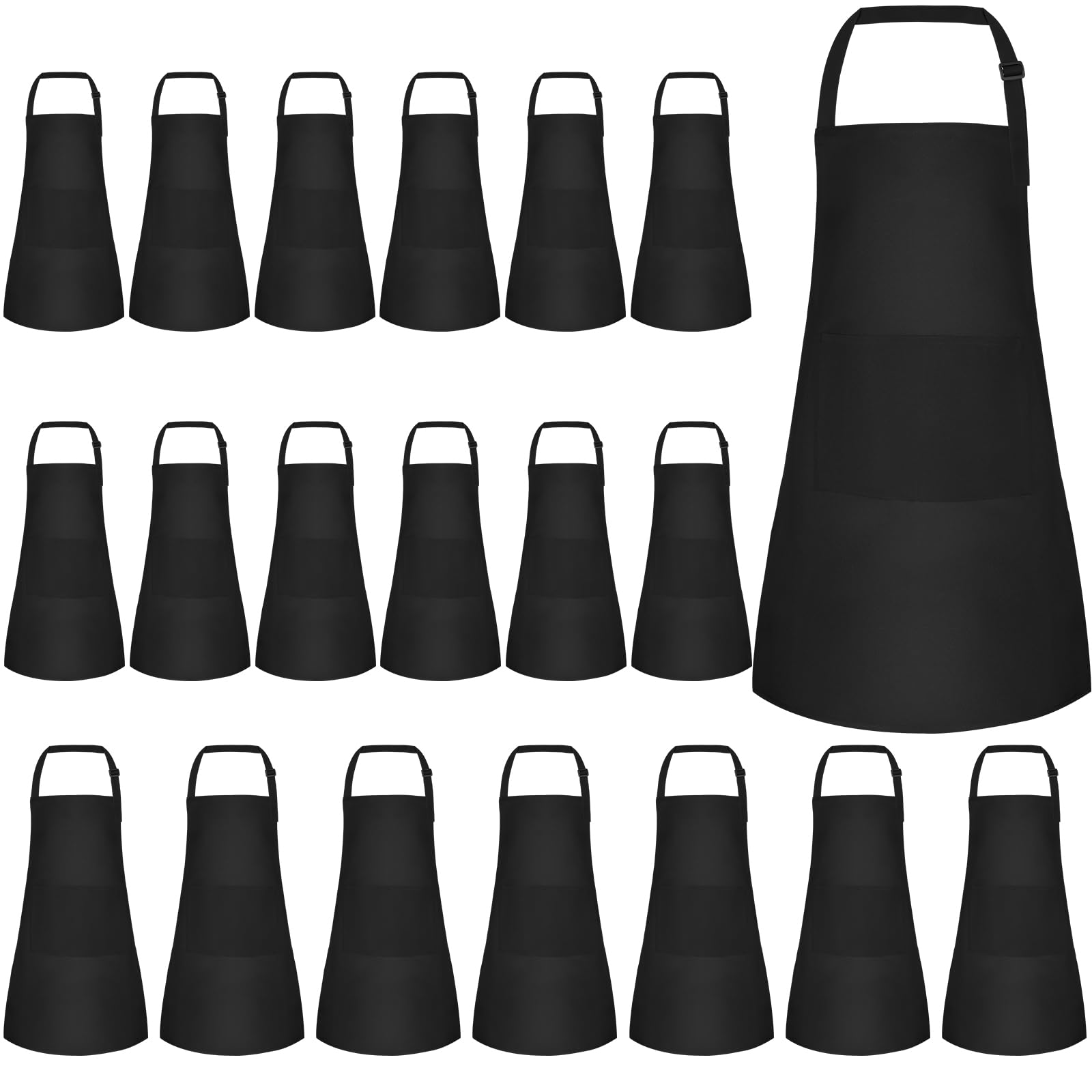 NACHLYNN 20 Pieces Kids Apron Adjustable Toddler Apron with 2 Pockets Kids Painting Aprons for Kids Painting Cooking Baking Crafts Activity (Black) — image 1