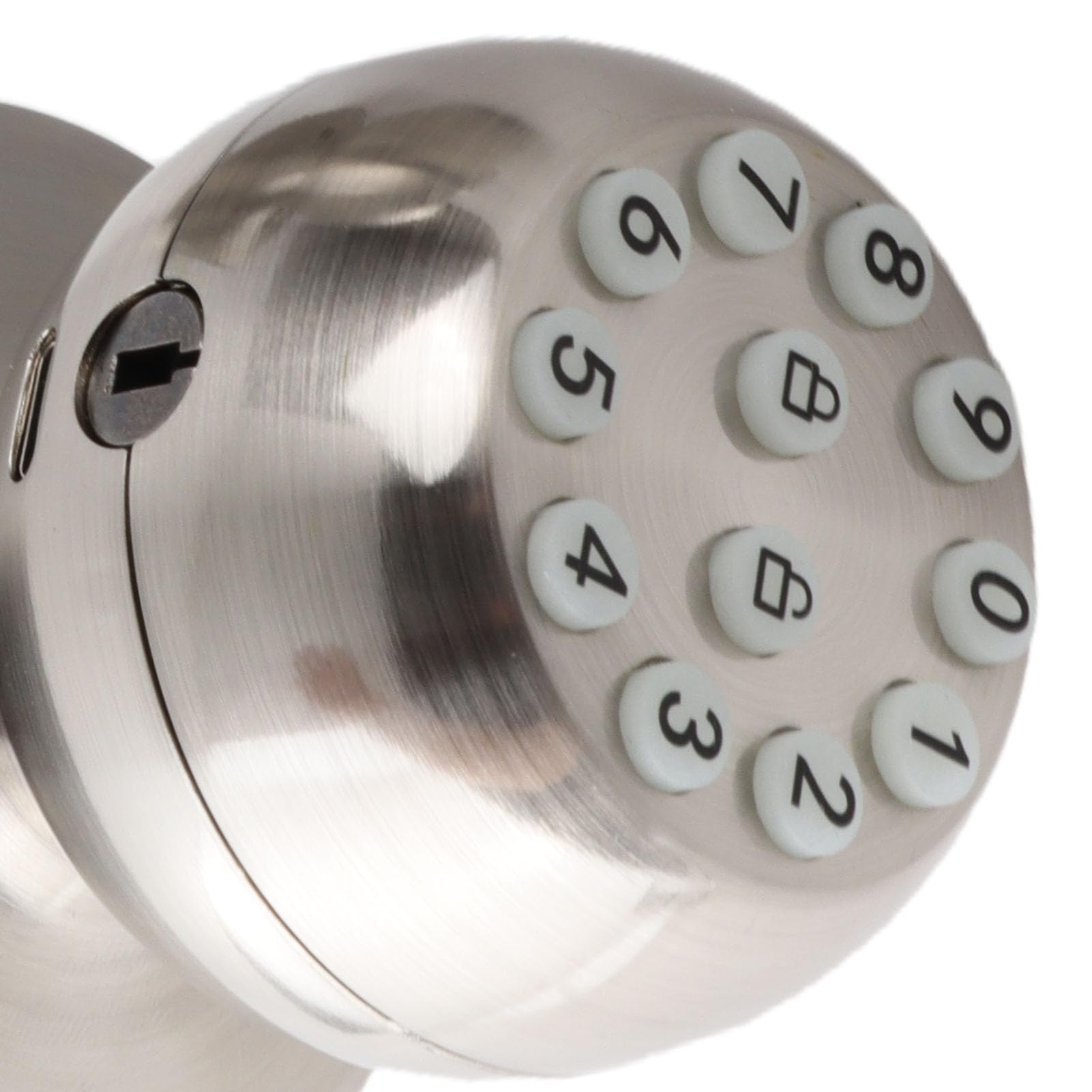 Maniglia Elettronica con Tastierino E Chiave per Porte Da 35-55Mm argento | Design Sferico in Metallo, Ideale appartamenti Uffici, Meccanismo di Blocco Sicuro, Finitura argento Elegante