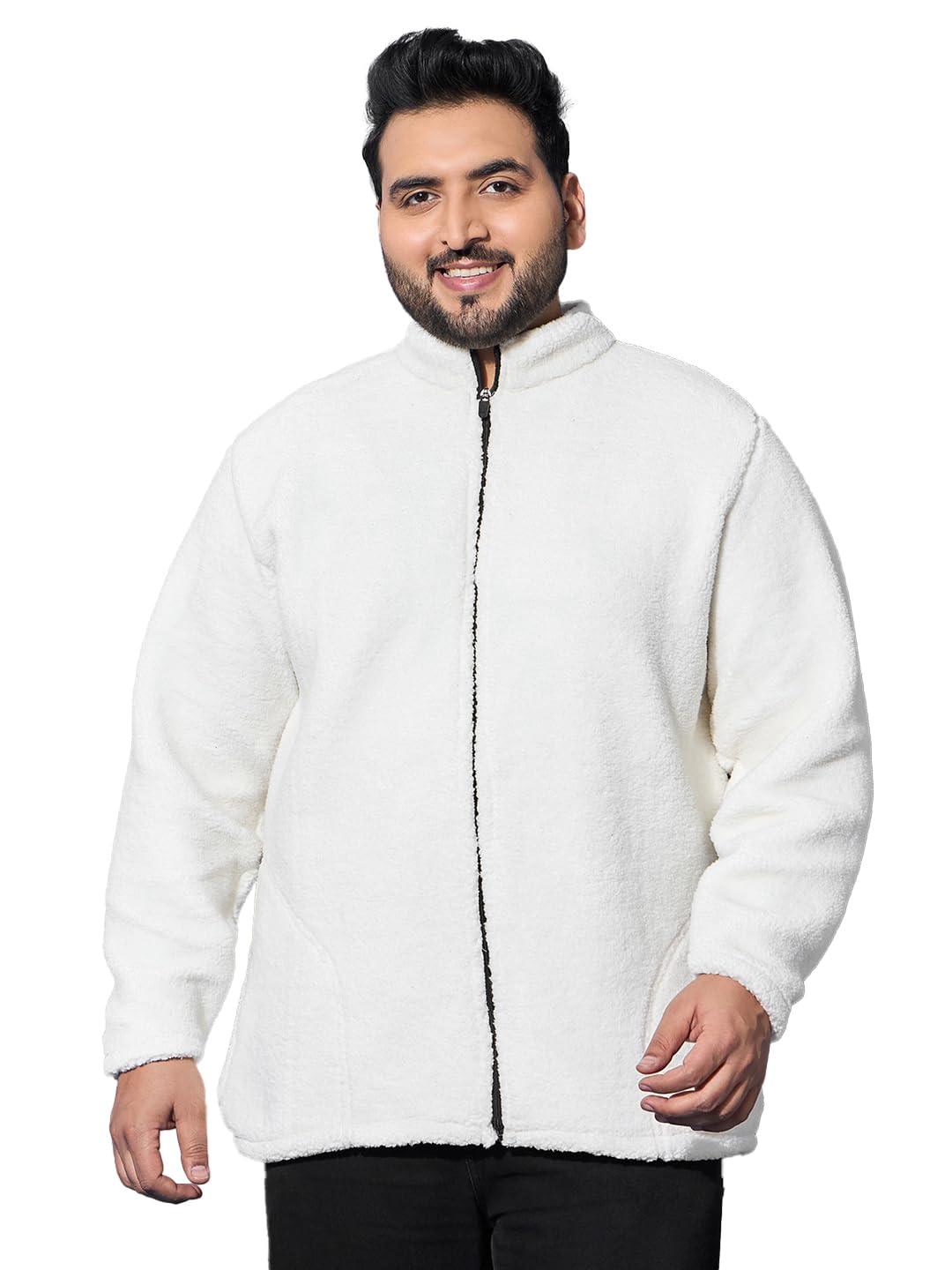 bigbanana Men Plus Size White Solid Full Sleeves Jackets (Snug-Whte,White,7XL)-picture-35