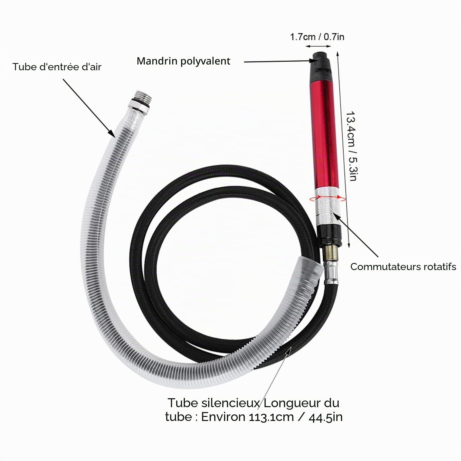 Stylo Micro Meuleuse Pneumatique 65000 tr/min Compact Polissage Gravure Détail Précision avec Clés, Buse, Huileur et Mandrin