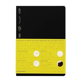Nitoms S4101 STALOGY Notebook, A5, Squared, 365 Days Notebook, Black