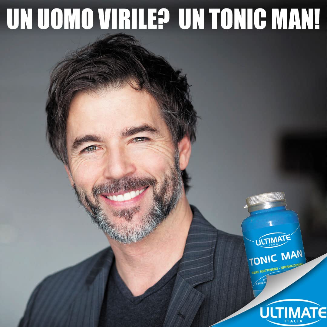 Ultimate Italia - Tonic Man integratore con arginina, maca e selenio per la virilità e la fertilità maschile - 80 compresse - favorisce la spermatogenesi, senza glutine e lattosio