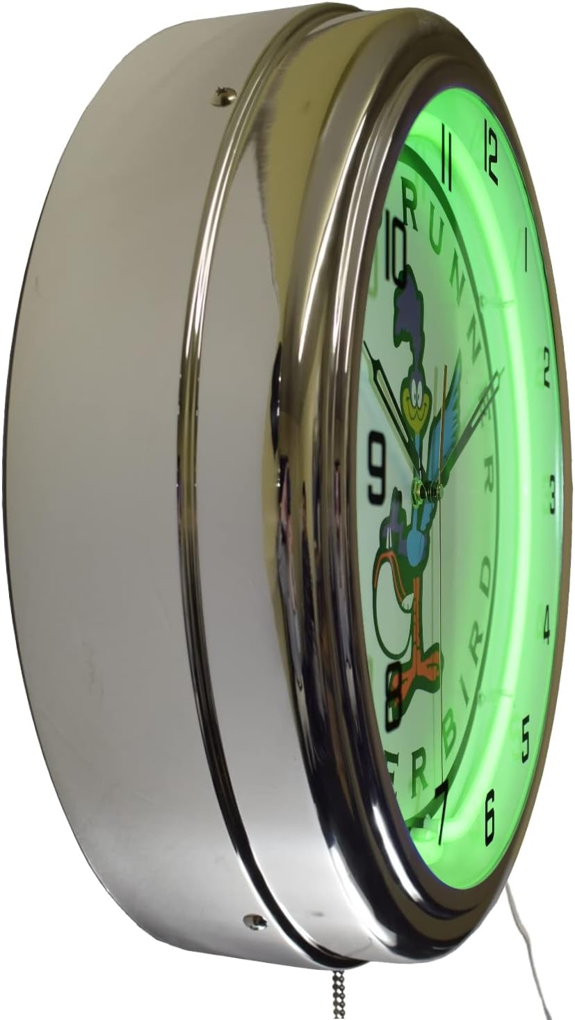 Plymouth Roadrunner Neon Garage Clock (16") (Green)
