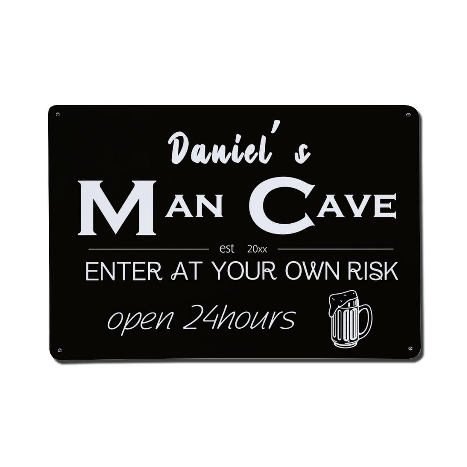 Enderetf Vintage Daniel's Man Cave Sign With Beer Mug Tin Sign Metal Poster, Home Bar Garage Man Cave Cafe Indoor & Outdoor Wall Decoration 8X12inches