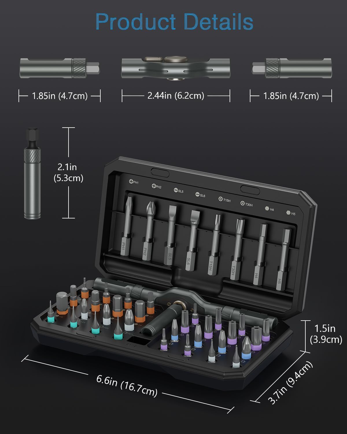 Ankilo 42-in-1 Magnetic Screwdriver Set Precision Multi Bit Ratcheting Screw Driver Set including Storage Case - Image 3