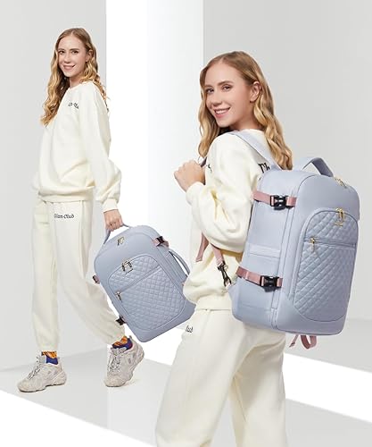 Miniatura 3 de LOVEVOOK Mochila de mano aprobada por vuelo, mochila de viaje para laptop de 35 litros para mujer, mochila grande con 3 cubos de embalaje.., Plata