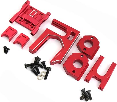 Center Diff Mount Center Diff Cover Sliding Motor Mount and Plate Alum ARA320499 ARA320468 ARA320469 for Arrma Kraton Typhon Outcast 6S Felony Talion Mojave Upgrade Parts (Red)