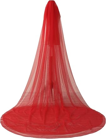 EllieHouse Womens 2-Tier Chapel Wedding Bridal Veil with Comb E22 US Size2T, 2T & Red