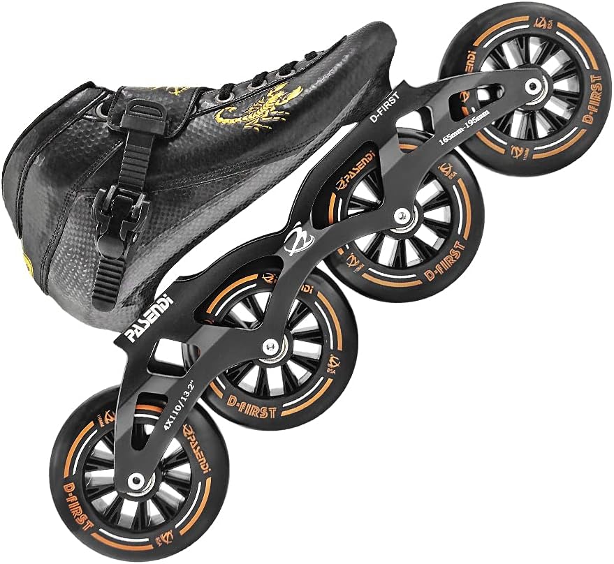 Professional Carbon Fiber Speed Skates Adult Men's and Women's Skates 4-Wheels Single-Row Roller Skates Shoes Black Inline Skate Shoes