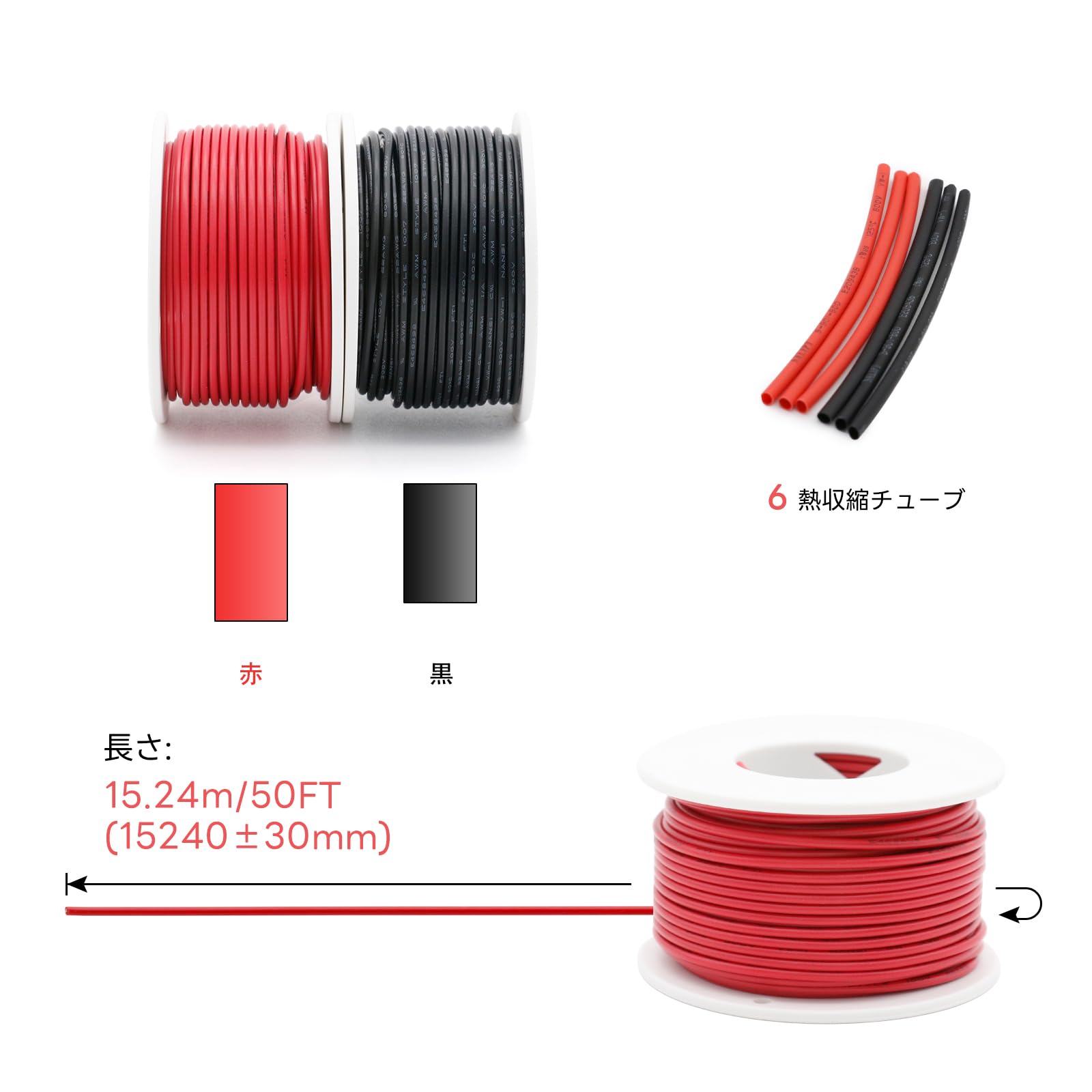 Amazon.co.jp: FIRMERST 単芯配線ケーブル awg22 0.3sq 15m x2巻 車 