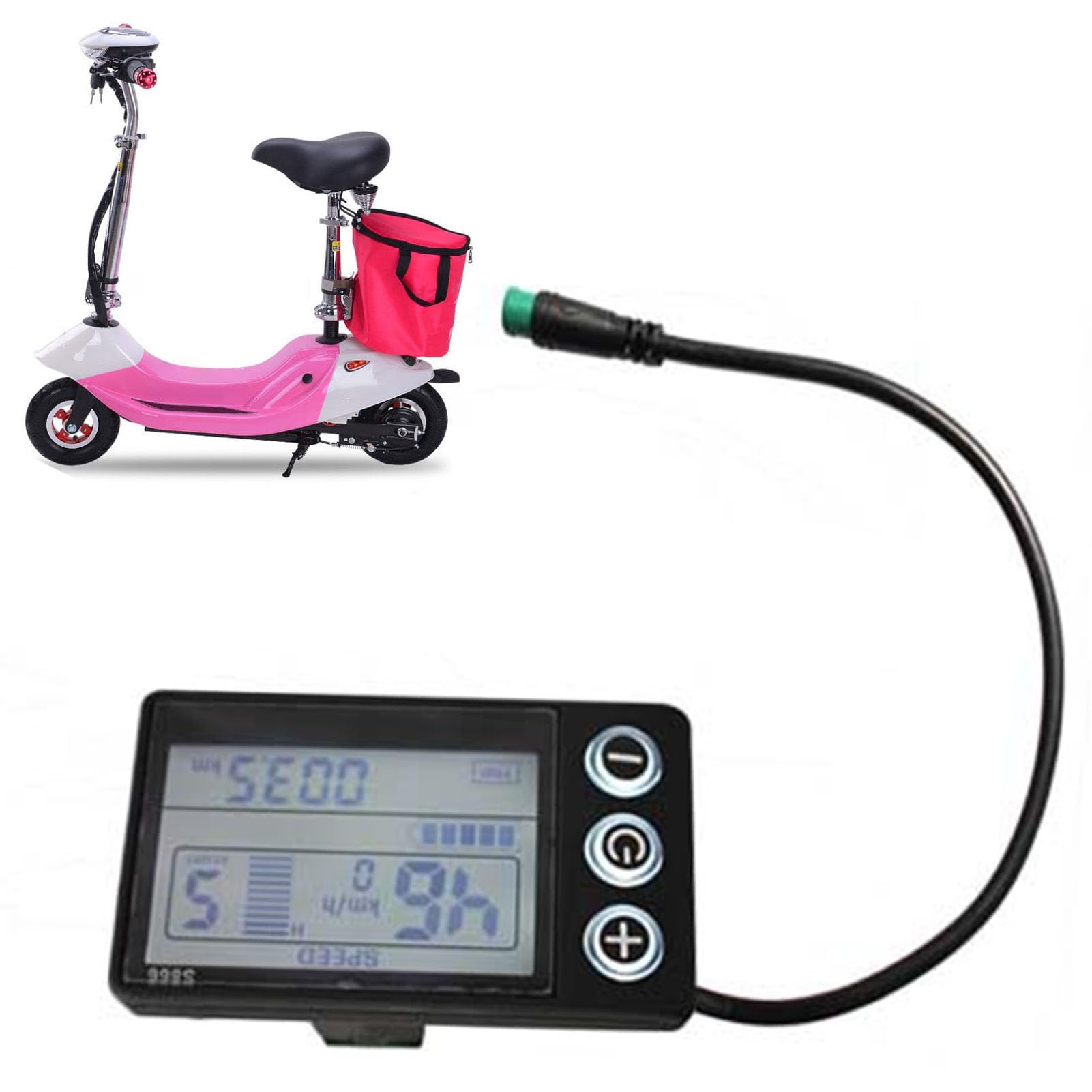 Alomejor Electric Scooter Speed Meter LCD Display with 6 Pin Connector, Easy to Read Scooter Speed for Accurate Data