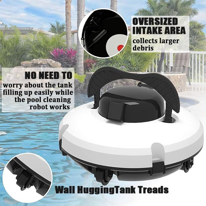 Robot pulitore piscina con girante idraulica per detriti, regolazione automatica della profondità, processore di navigazione di precisione, filtro a sgancio rapido