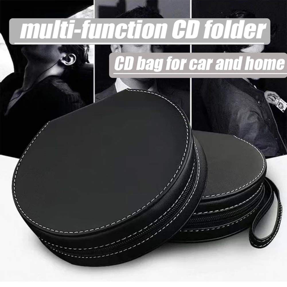 Porta CD Custodia Auto,Custodia per CD/DVD da 20 Capacità Portafoglio Portafoglio in Pelle PU Divisore per CD con Film per Film Divisorio Portatile per DVD Organizer Cartella per Viaggi in Auto