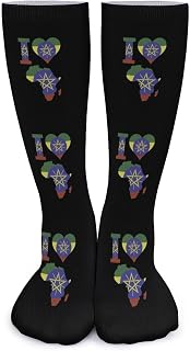Lsjuee I Love Ethiopia Flag Africa Unisex Compression Socks Thick High Socks Warmer Long Socks