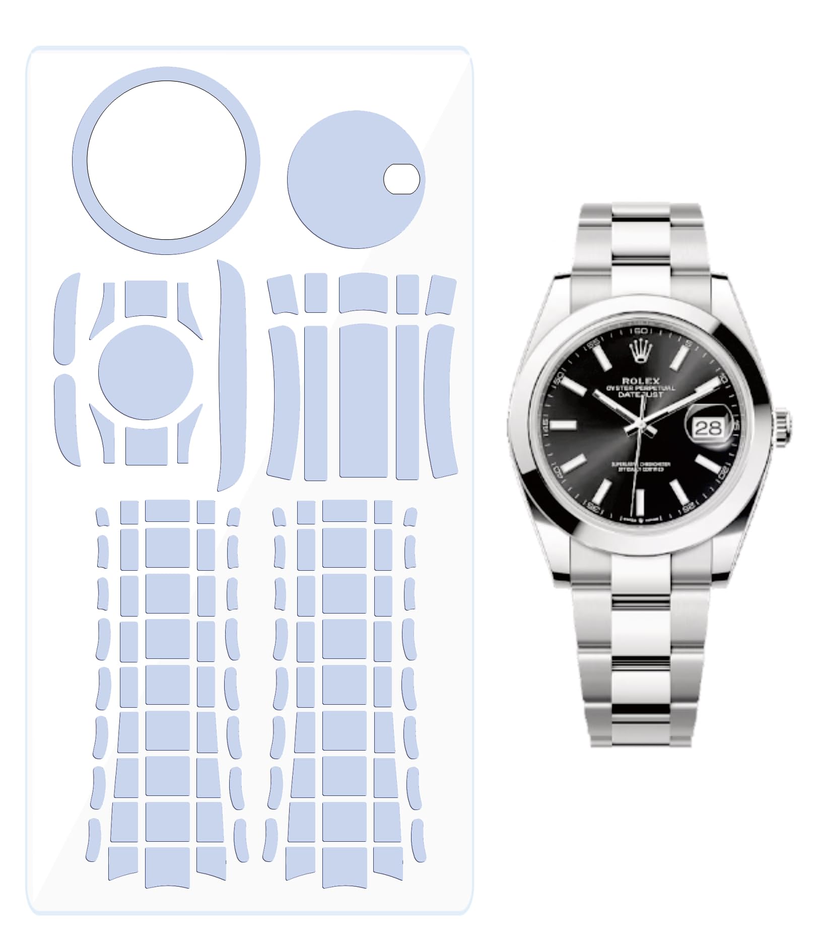Film de protection pour Rolex Datejust 41 mm réf. 126300 126301. Film de protection d'écran transparent pour montre Rolex Datejust 41 mm (2 films complets x2) N