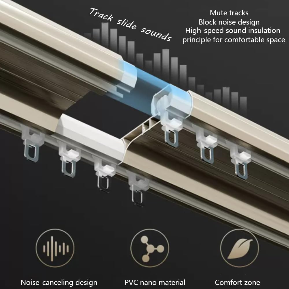 NILZA Vorhangschiene Schienensystem Deckenbefestigung 100 300cm Deckenschiene Aus Aluminium Gardinenschiene Doppelte Deckenhalterung Für Raumteiler (Color : Champagne, Size : 100cm)