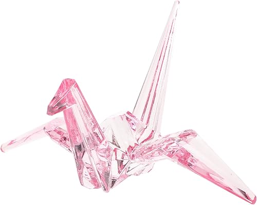 COHEALI Estatua de grúa de origami, adornos de cristal, adornos transparentes, animales, juguetes, escultura de grulla de origami, figura