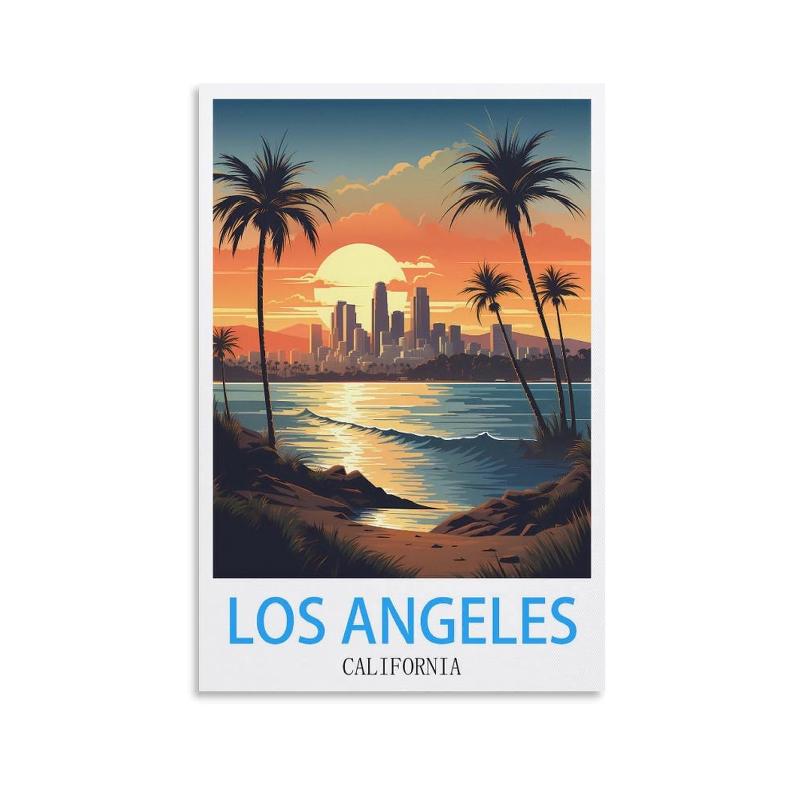 Metal Tin Sign Plaque Poster,Los Angeles California,Vintage Plaques Poster Plaque Decor Retro Posters Gallery Wall Art Print 30x30cm