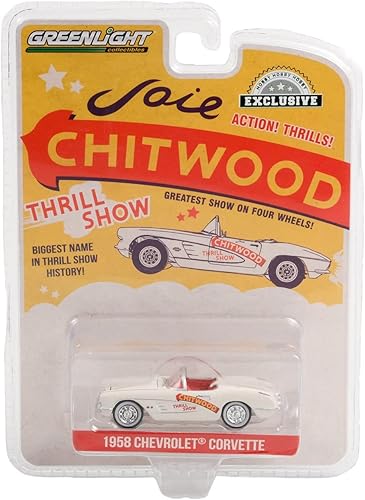 Greenlight 30330 1958 Chevy Corvette - Joie Chitwood Thrill Show (exclusivo de Hobby) a escala 1:64 fundido a troquel