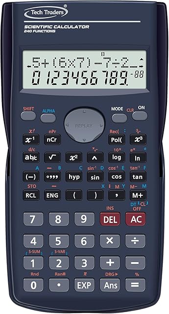 Scientific Calculator with 240 Function, Student Calculator with Double Line LCD Display and Slide-On Protective Hard Case