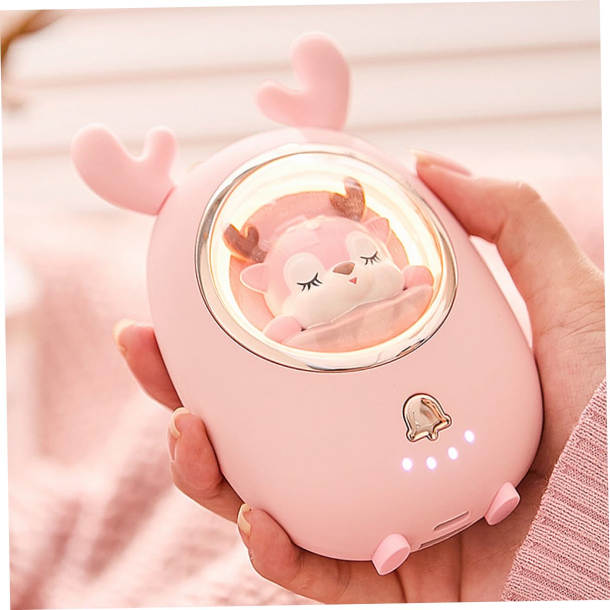 Chauffe-Mains USB Rechargeable Portable Motifs Animaux Mini Chauffe-Mains Électrique Lumineux Batterie Externe D’Hiver Compact et Léger pour Camping et Randonnée