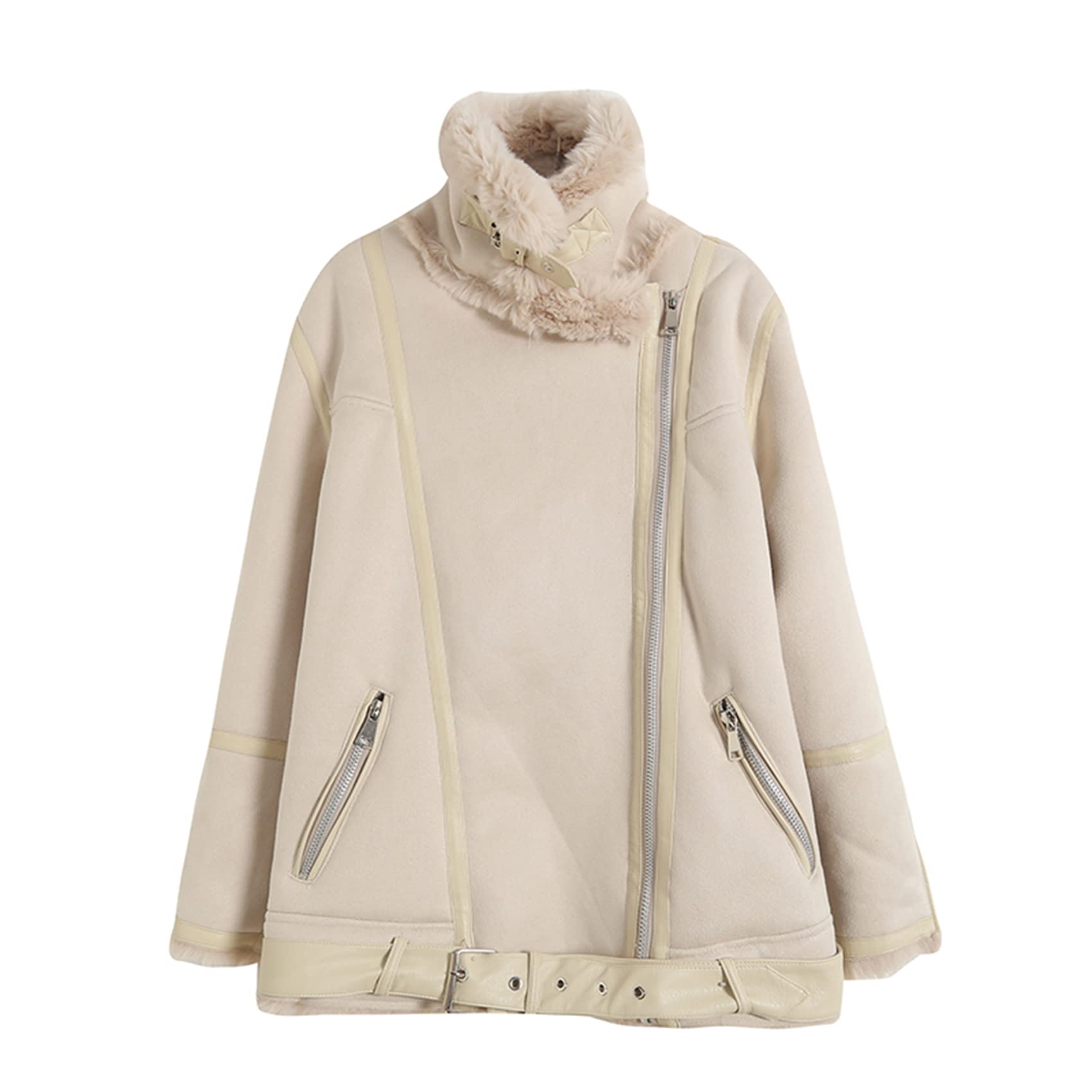Automne Et Hiver éPais pour Femmes Double Face en Fourrure d'agneau Un Manteau en Peau De Daim Velours Mode Veste Chaude