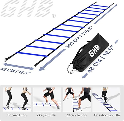 Miniatura 13 de GHB Pro Agility Ladder Agility Training Ladder Speed 12 Rung 20ft with Carrying Bag