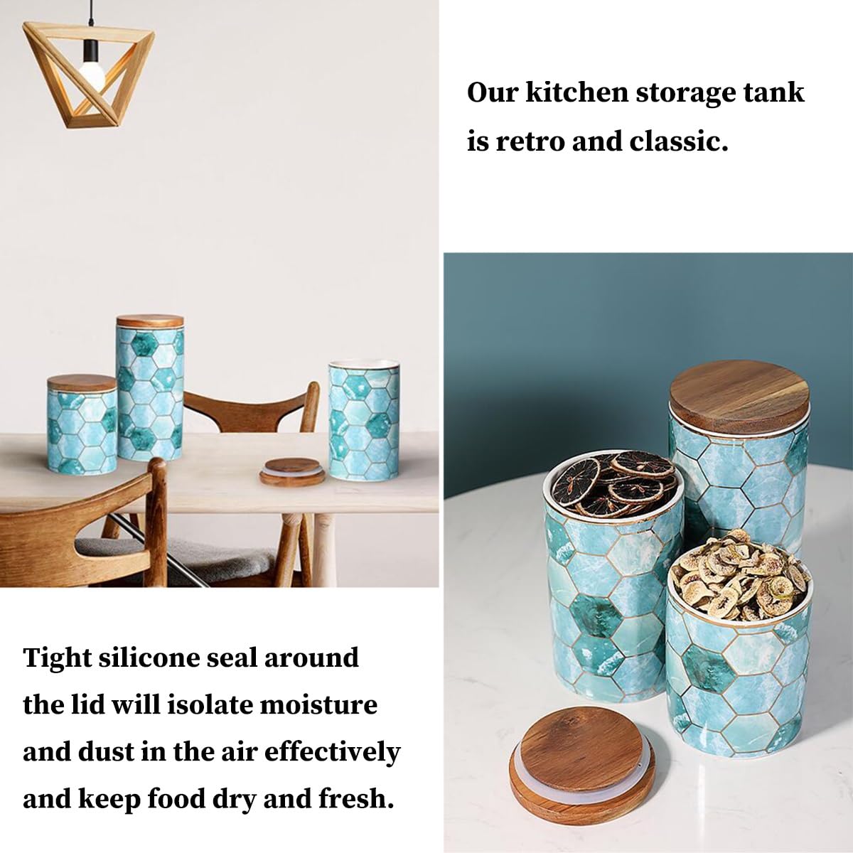 Ceramiczny Słoik Do Przechowywania Zestaw 3, Pojemnik Do Przechowywania Kawy Na Blacie Kuchennym, Pojemniki Na Żywność Z Hermetyczną Ceramiczną Pokrywką Na Kawę Ziarnistą