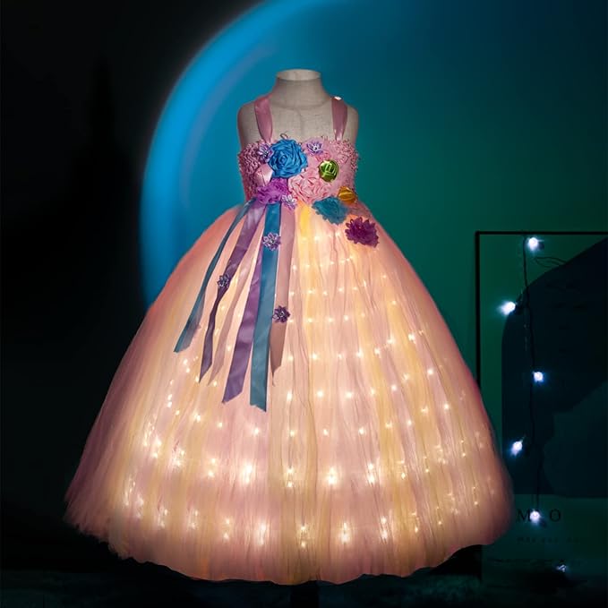 UPORPOR Light Up Costume Kid Princess Dress Girl Fairy Fancy Outfit Birthday