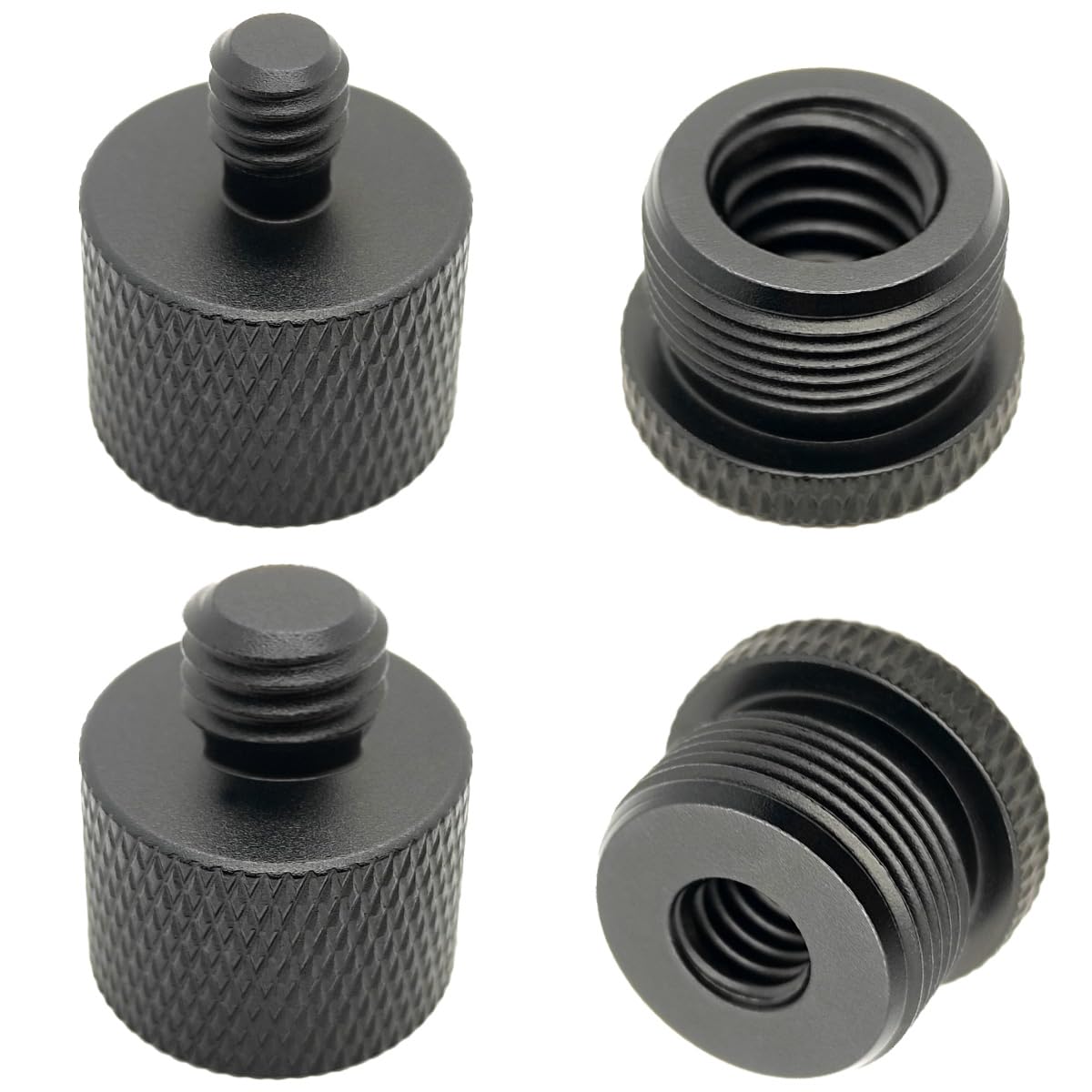 4 Pieces Mic Stand Adapter, 5/8 Female to 3/8 Male 3/8 Female to 5/8 Male 5/8 Female to 1/4 Male 1/4 Female to 5/8 Male Screw Thread Adapter for Microphone Camera Monitor Stand Tripod
