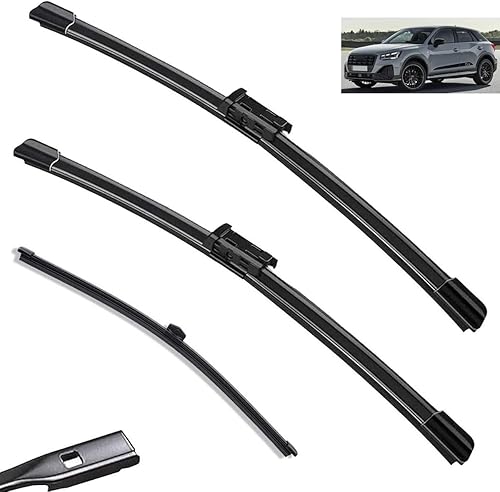 Juego de limpiaparabrisas delantero y trasero compatible con Audi Q2 2016-2023, limpiaparabrisas y ventanas, cepillos de lluvia de 24 + 19 + 13