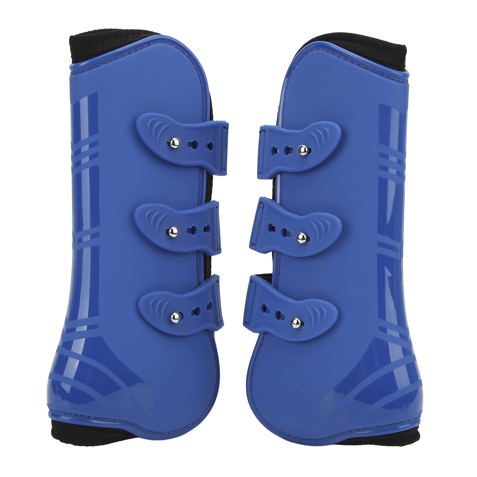 4 pezzi Stivali posteriori anteriori per cavallo Stivali per gambe in neoprene resistenti agli urti Stivali per tendini per cavalli per saltare Sport ad alta velocità (Un conjunto de azul delante y