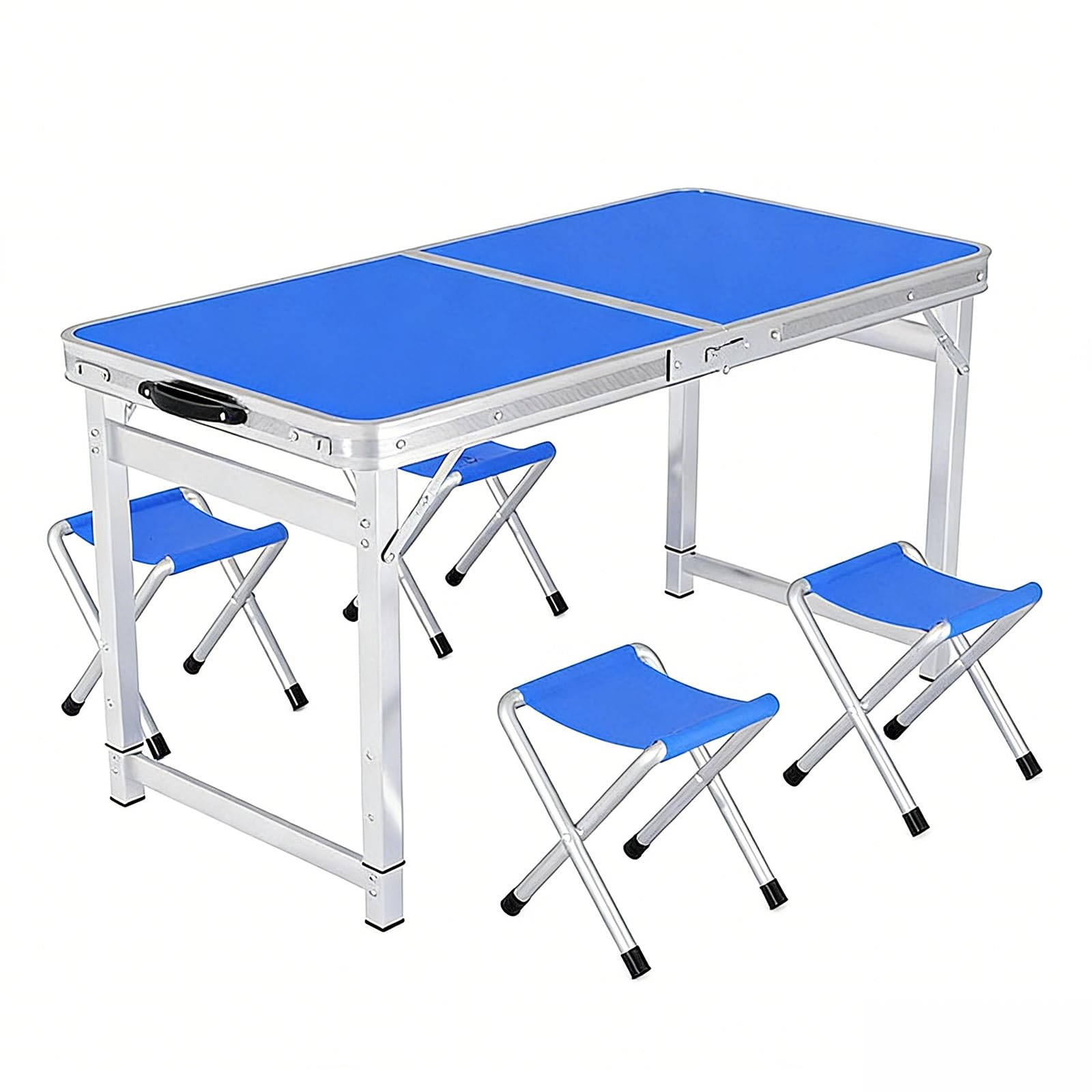 Tavolo Campeggio Pieghevole in Alluminio e MDF, Tavolo da Picnic con 3 Altezze Regolabili Tavolino Portatile per Spiaggia, Balcone, Giardino
